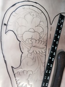Pattern for Scabbard on clear velum to transfer 